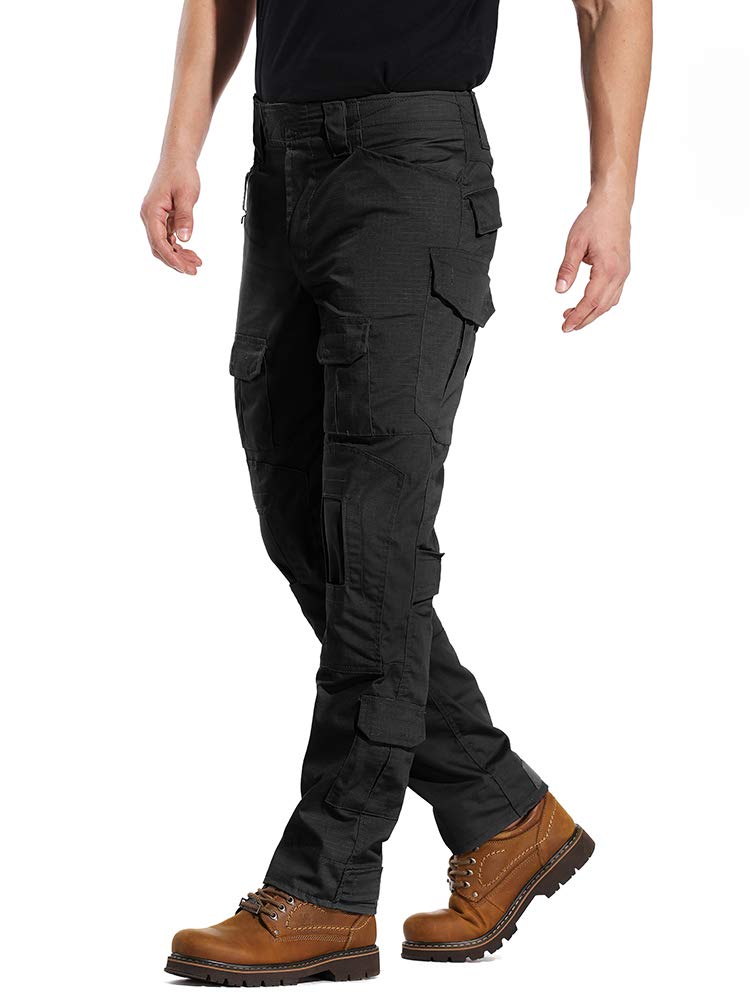 AKARMY Men's Hiking Pants Casual Camouflage Multi-Pocket Cargo Work Pants G3WF Black - Image 4